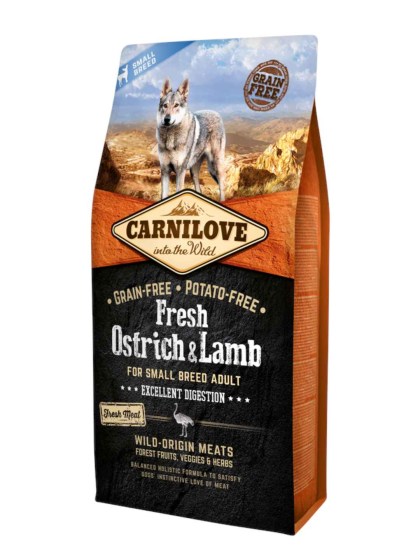 CARNILOVE Adult Small Dog Ostrich 6kg Ξηρά Τροφή για Ενήλικους Σκύλους Μικρόσωμων Φυλών με Στρουθοκάμηλο